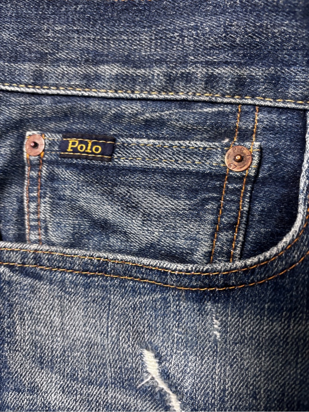Polo Ralph Lauren Jeans Varick Slim Straight Distressed Patchwork 34 X 30 - Picture 13 of 14